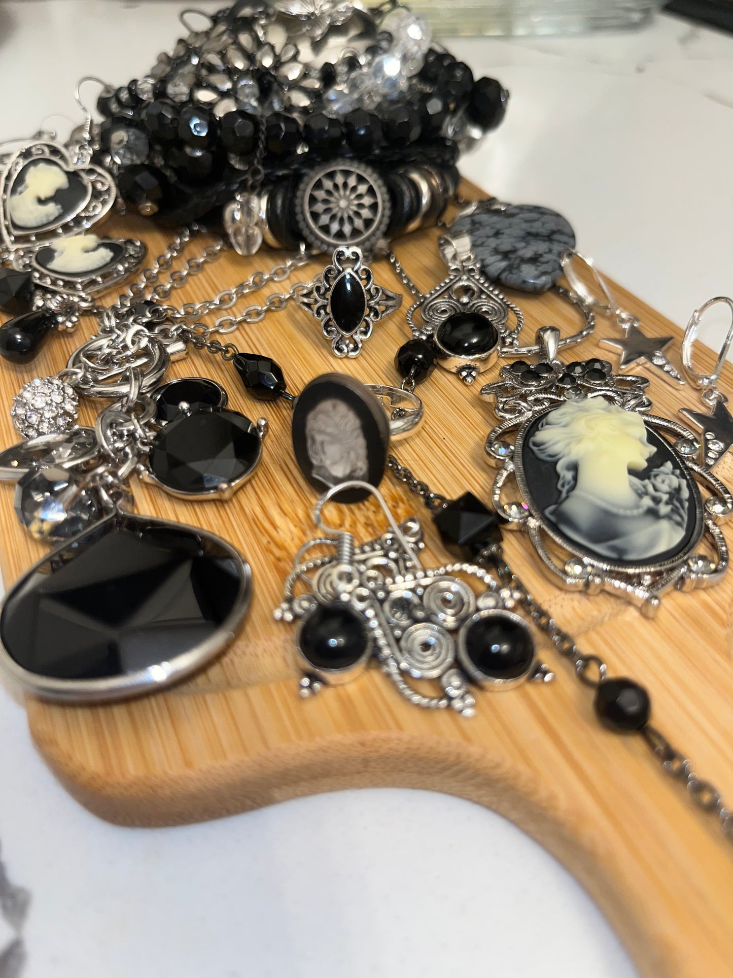 Mini Jewelry Jarcuterie Board: 🖤 🌑 💎 🦋 CARBON | Unearthed, from earth to adornment